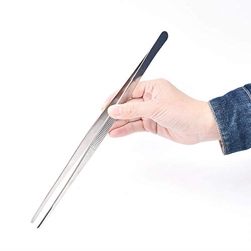 Rengvo Long Feeding Tongs Aquarium Tweezers, Stainless Steel Straight Aquascaping Tweezer for Fish Tank Aquatic Plants, Extra Long Tweezer :12" Long