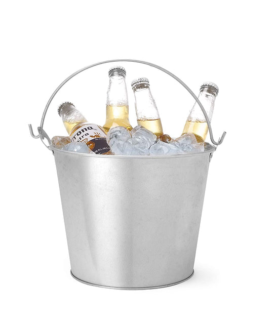 Rudra Exports Beer Bucket, Galvanised Beer Bucket Built-in Bottle Opener, Party Bucket, Ice Bucket, Wine Bucket, Bar Bucket, Beer Bucket for Party: 1 Pc.
