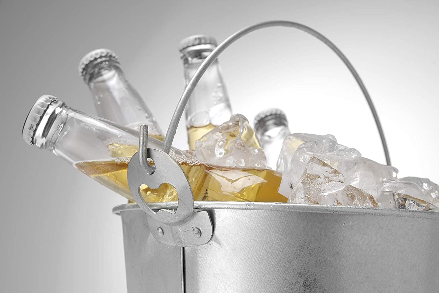 Rudra Exports Beer Bucket, Galvanised Beer Bucket Built-in Bottle Opener, Party Bucket, Ice Bucket, Wine Bucket, Bar Bucket, Beer Bucket for Party: 1 Pc.