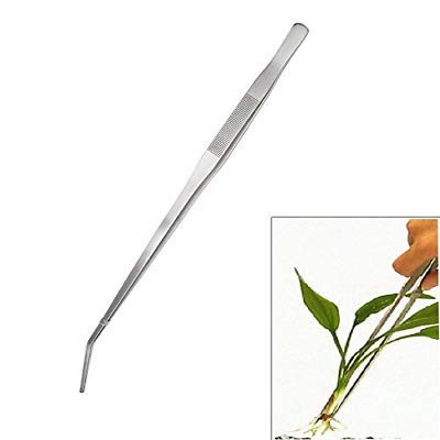 Rengvo Long Feeding Tongs Aquarium Tweezers Stainless Steel Straight Aquascaping Curved Tweezer for Fish Tank Aquatic Plants :12" Long