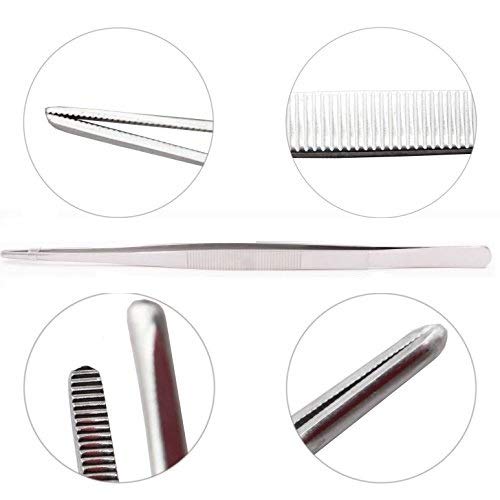 Rengvo Long Feeding Tongs Aquarium Tweezers, Stainless Steel Straight Aquascaping Tweezer for Fish Tank Aquatic Plants, Extra Long Tweezer :12" Long