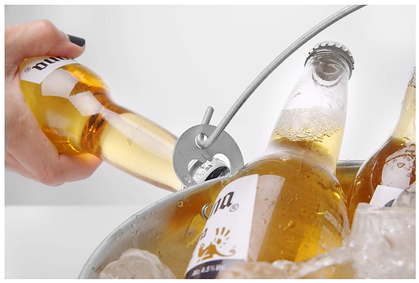 Rudra Exports Beer Bucket, Galvanised Beer Bucket Built-in Bottle Opener, Party Bucket, Ice Bucket, Wine Bucket, Bar Bucket, Beer Bucket for Party: 1 Pc.