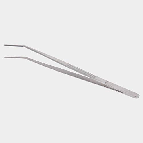 Rudra Exports Extra Long Stainless Steel Kitchen Tweezer, Long Food Tongs, Curved Tip Home Medical Tweezers, Garden Kitchen Tool: 12 Inches
