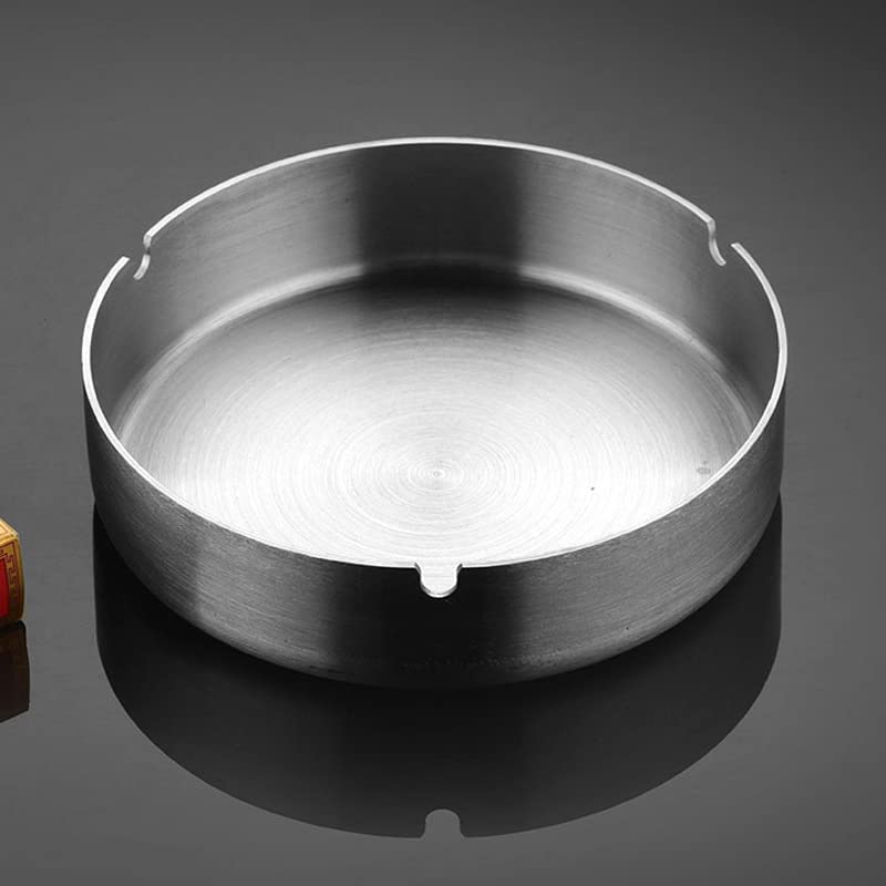 Rudra Exports Stainless Steel Round Metal Cigar Holding Cigarette Ashtray for Home or Office, hotels, or restaurants (10 cm Ashtry)