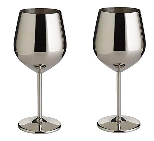 Rudra Exports Stainless Steel Stemmed Wine Glasses, Copper Coated Unbreakable Wine Glass Goblets,Premium Gift for Men and Women - 350 ml: Set of 2 Pcs