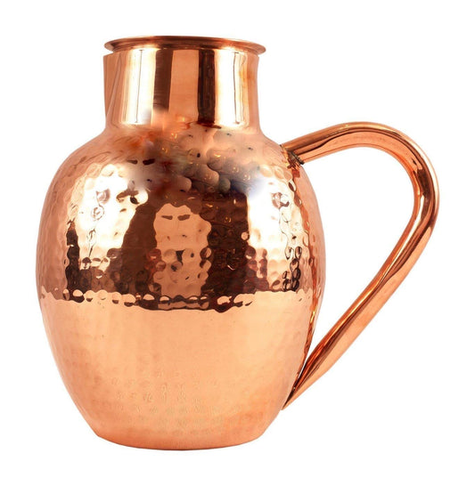 Rudra Exports Hammered Royal Surai Design Copper Jug Pitcher Storage and Serving Water Health Benefits 1500 ml