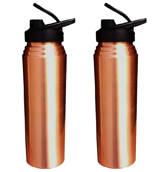 Rudra Exports Pure Copper Sipper Bottle for Sports Yoga Sipper Combo Pack of 2