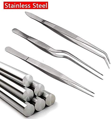 Rudra Exports Kitchen Cooking Culinary Tweezers, Stainless Steel Precision Tongs Medical Beauty Utensils, 6.3 Inches -3 Pieces Set