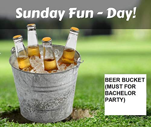 Rudra Exports Beer Bucket, Galvanized Beer Bucket Built-in Bottle Opener, Party Bucket, Ice Bucket, Wine Bucket, Bar Bucket: 1 Pc.