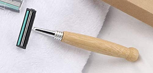 Rudra Exports Eco Friendly Bamboo Light Wood Shaver, Safety Razor with Long Natural Bamboo Handle, Eco Friendly, for Men Or Women 2 Pcs