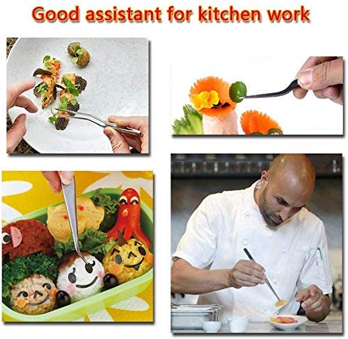 Rudra Exports Kitchen Cooking Culinary Tweezers, Stainless Steel Precision Tongs Medical Beauty Utensils, 6.3 Inches -3 Pieces Set