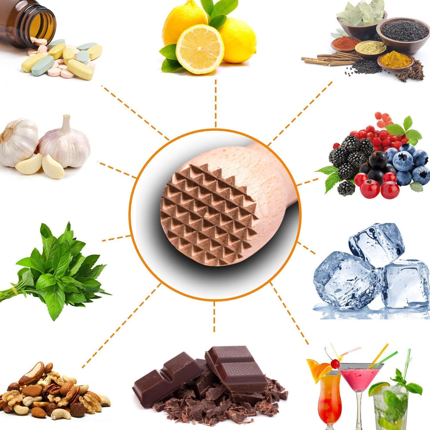 Rudra Exports Cocktail Muddler Set, Spiral Fork Mixing Spoon & No Prong Bar Strainer, Home Bar Bartender's Muddling Tool Set: 3 Pcs Set