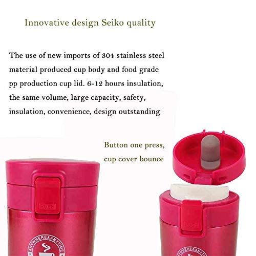 Rudra Exports Double Wall Vacuum Insulated Travel Stainless Steel Coffee 300ml (Red)