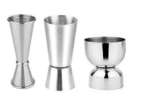 Rudra Exports Steel Peg Measure, Bar Tool - Set of 3 Measuring Bar Cup, Silver