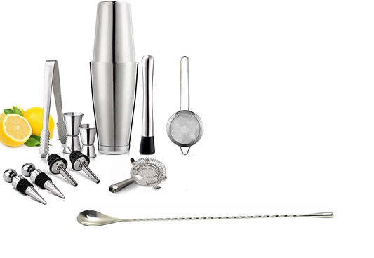 Rudra Exports 13 Piece Cocktail Shaker Bar Tools Set,Bartender Kit with All Bar Accessories, Perfect Gift Set