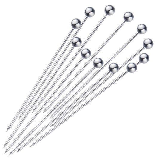 Rudra Exports Martini Olive Skewers Reusable Sandwich Sticks Appetizer Toothpicks Fruit Stick, Perfect for Party Bar - 4.3 Inches 12 PCS (Small Ball)