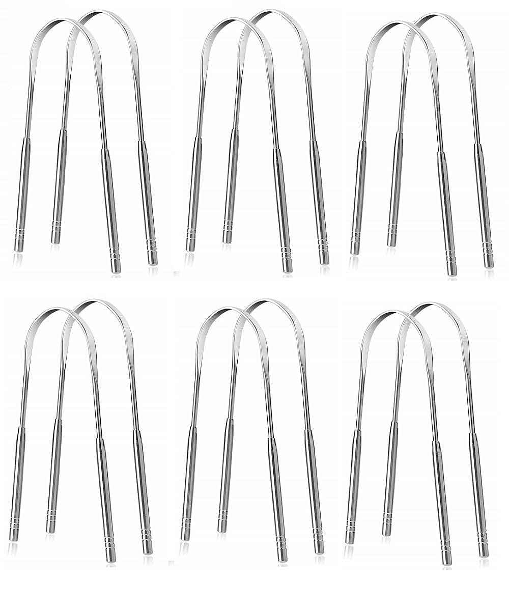 Rudra Exports Medical Grade Stainless Steel, Stainless Steel Tongue Cleaner for Both Adult and Kids, Professional Eliminate Bad Breath: 12 Pcs Set