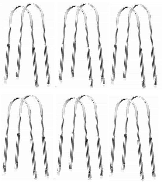 Rudra Exports Medical Grade Stainless Steel, Stainless Steel Tongue Cleaner for Both Adult and Kids, Professional Eliminate Bad Breath: 12 Pcs Set