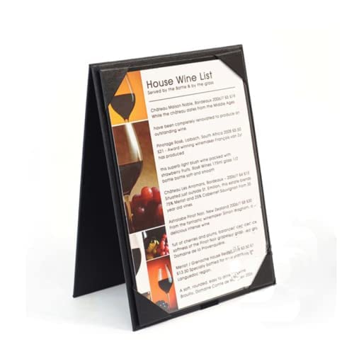 Rudra Exports Leather Menu Sign Display Stand for cafes Bars or Restaurant Presenter, Menu Holder Menu Covers for Specials or Drinks A4 Size : Black