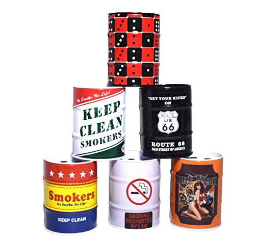 Rudra exports  Aluminum Oil Drum Can Barrel Shaped Cigarette Cigar Ashtray 1pc- Mix