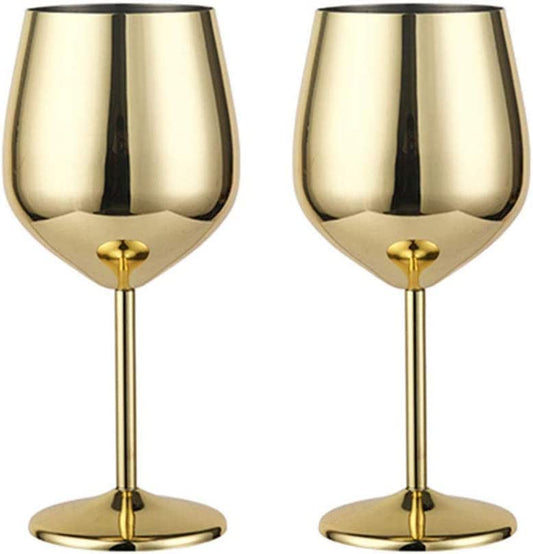 Rudra Exports Stainless Steel Stemmed Wine Glasses 350 ml, Unbreakable Wine Glass Goblets, Gift for Men and Women, Party Glasses - 350 ml (Gold)