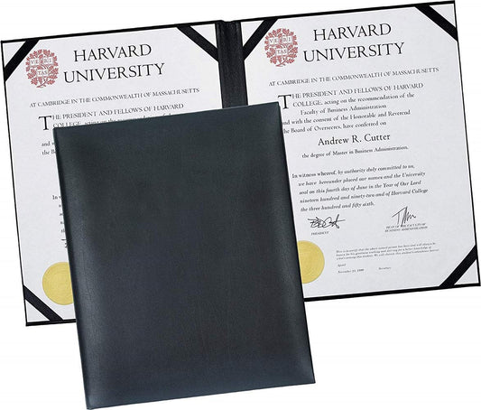 Rudra Exports Leather Certificate Holder, Degree Folder, Diploma Cover, Document Folder Holds 32x26 cm Paper : Black