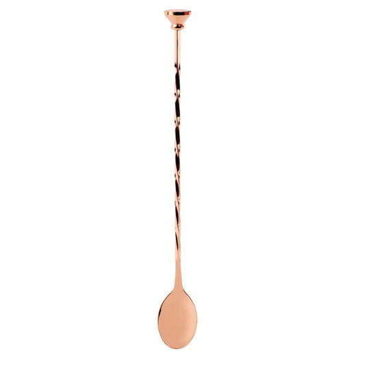Rudra Exports Premium Copper Bar Stirrer Spoon Twisted with Muddler top Long Spoon Cocktail Mixing Spoon Long Handle Stirring Spoon Stainless Steel Cocktail Spoon Bar Cocktail Shaker Spoon