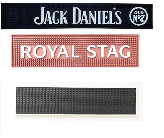 Rudra Exports Mat, Non-Slip Barmat Cocktail Mixing Service PVC Rubber Drip Spill Mat, Bar Counter and Runners, Professional Bartender's Essential-Industrial and Home Kitchen Table: 3 Pcs Set
