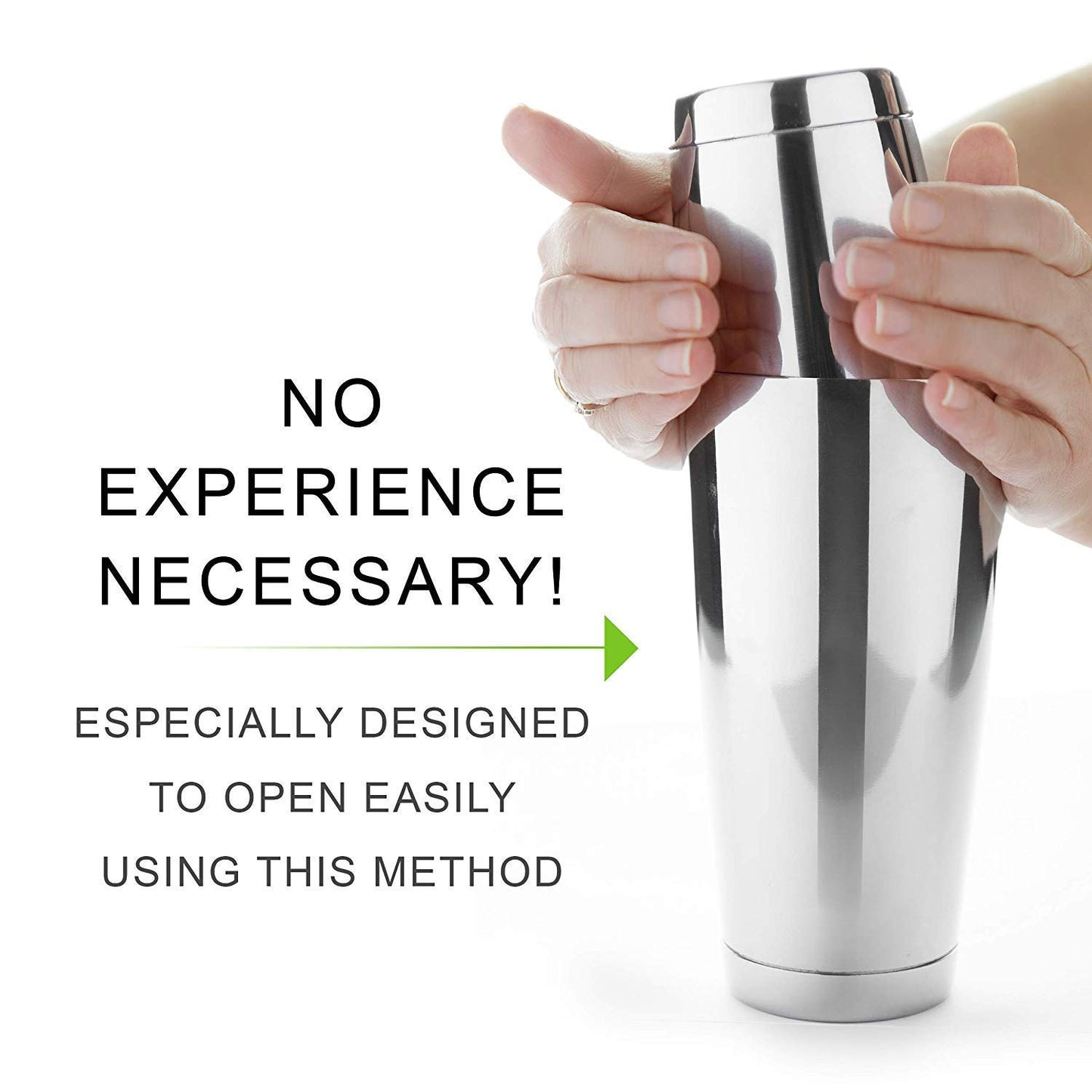 Rudra Exports Professional Stainless Steel Bar Boston Shaker Set,4 Prong Shaker, Mixing Glass, Japanese Jigger and Cocktail Strainer): 4 Piece Set