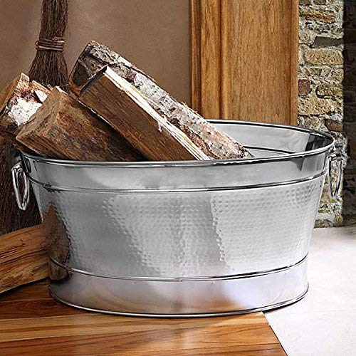 Rudra Exports Stainless Steel Double Walled Insulated Hammered Oval Wine Tub| Beverage Chiller (15L)