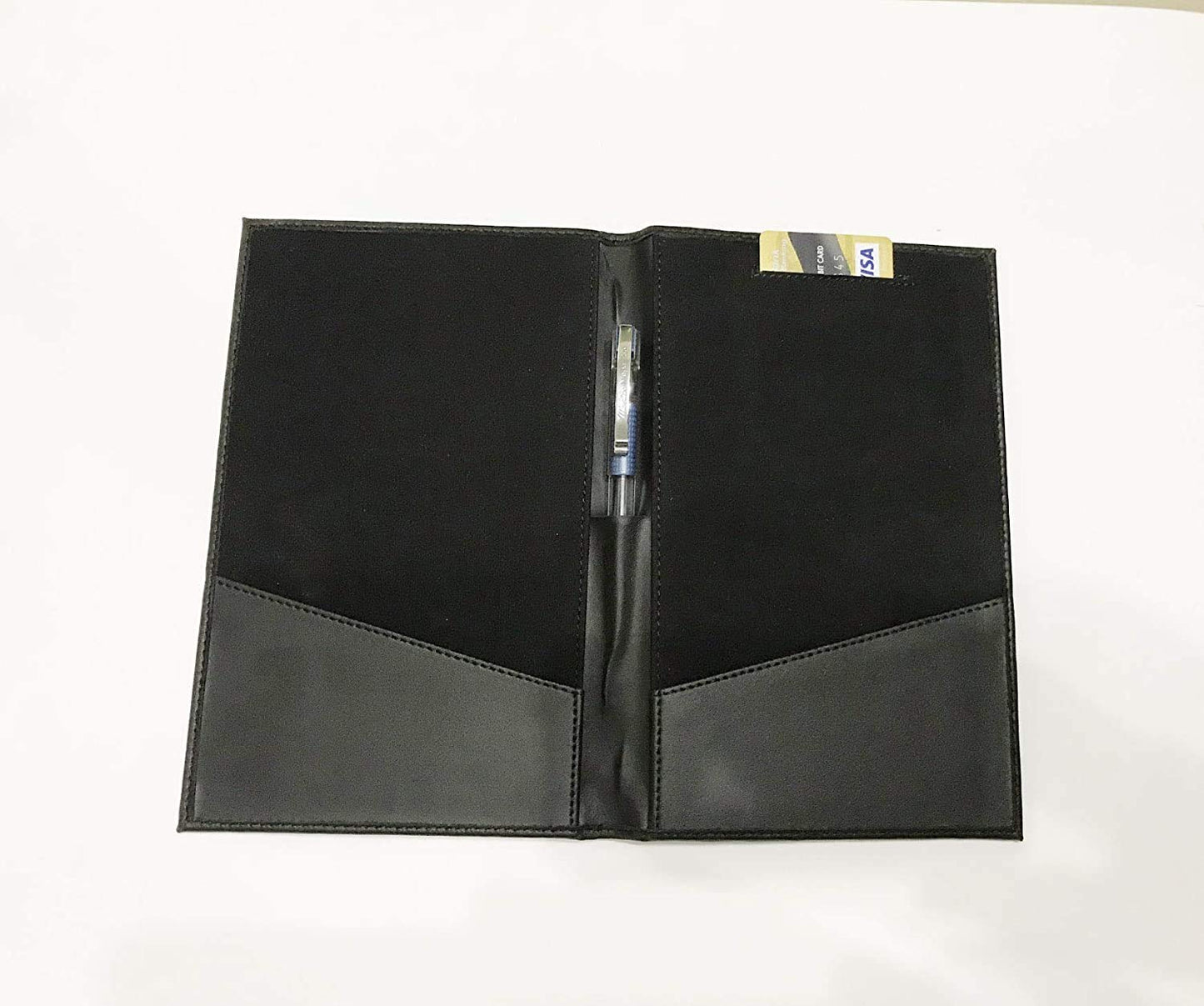 Rudra Exports Bill Folder for Hotel and Restaurant,Check Presenter, Bill Folder with Credit Card Slot Receipt Pocket for Hotel and Restaurant - Black Leather