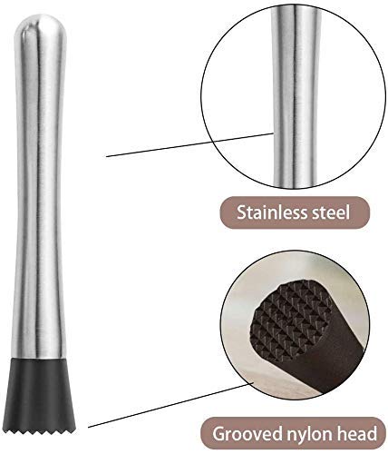 Rudra Exports Premium Cocktail Shaker with Stainless Steel Cobbler Shaker, Mixing Spoon, Muddler, 4 Pourers and Double Measuring Jigger : 8 Pcs