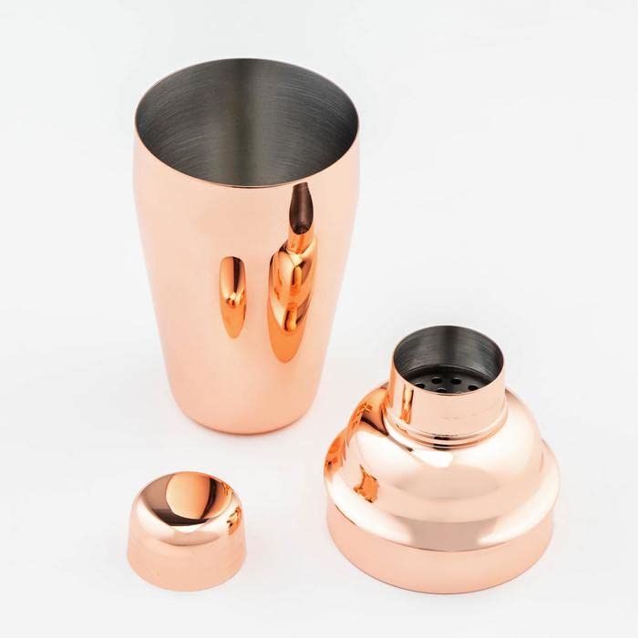 Rudra Exports Stainless Steel Copper Colour Cocktail Shaker with Strainer 300 ml, Bar Accessories