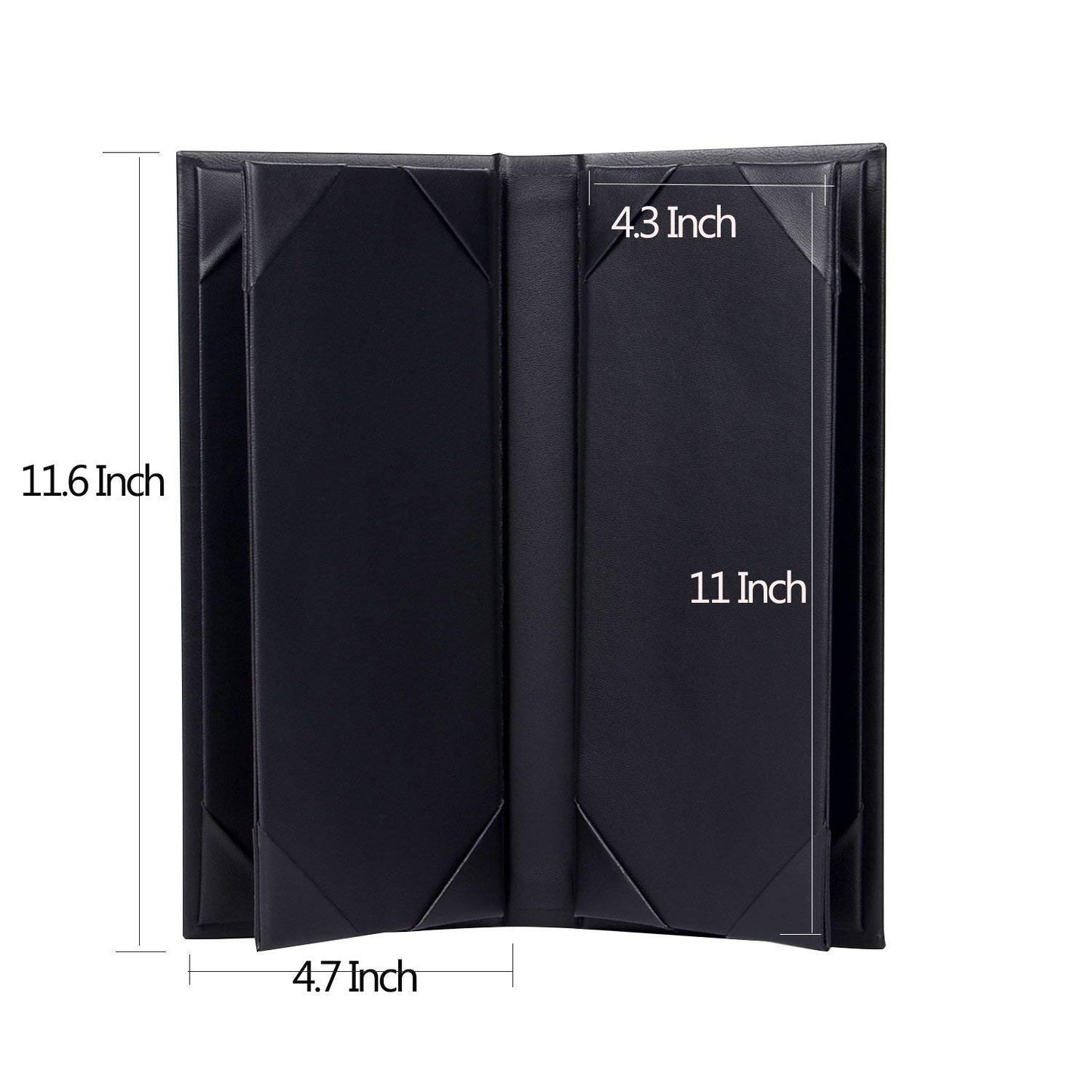 Rudra Exports Leather Double Fold Panel Menu Cover Menu Forder Black Restaurant Menu Covers, Wine List Cocktail Menu folder, Juice and Beverage Folder Four Six panel view Panel menu card : 01 Pc.