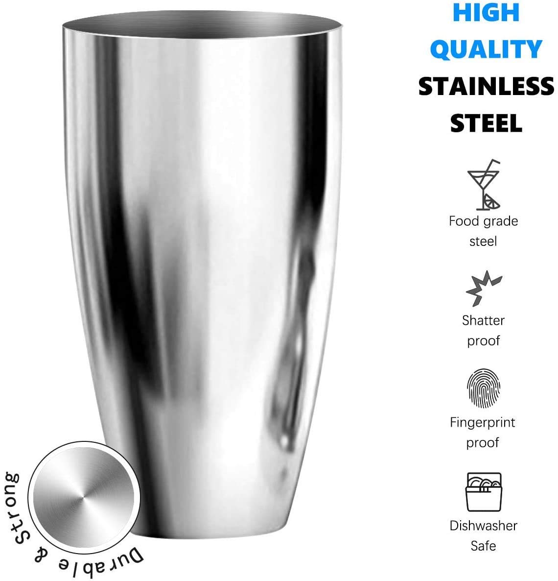 Rudra Exports Premium Cocktail Shaker Bar Tools Set Stainless Steel Martini Mixer Measuring Jigger Mixing Spoon 2 Pourers Muddler & Corkscrew