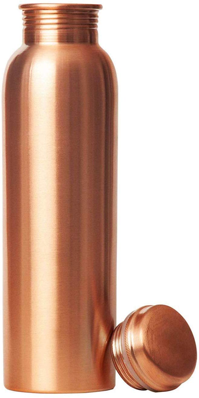 Rudra Exports Pure Copper Water Bottle and Hammered Copper Water Bottle 1000 ML (Set of 2)