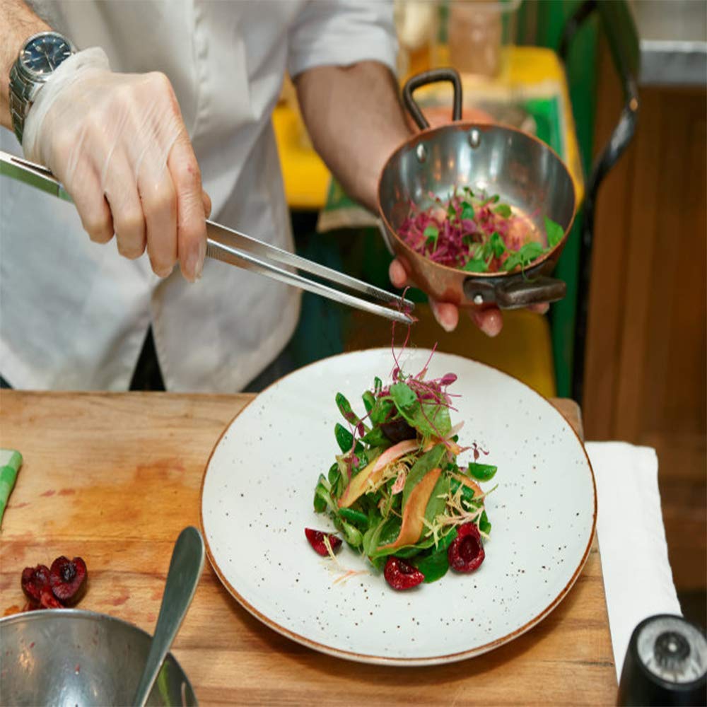 Rudra Exports Culinary Chef Tweezer 6 Inches, Food Placement Tweezer, Precision Tongs with Offset Fine Tip - 1 Pc.