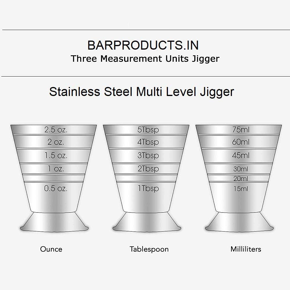Rudra Exports Quality Multi Level Measuring Jigger Peg Measures Bar Cocktail Jigger 75ml