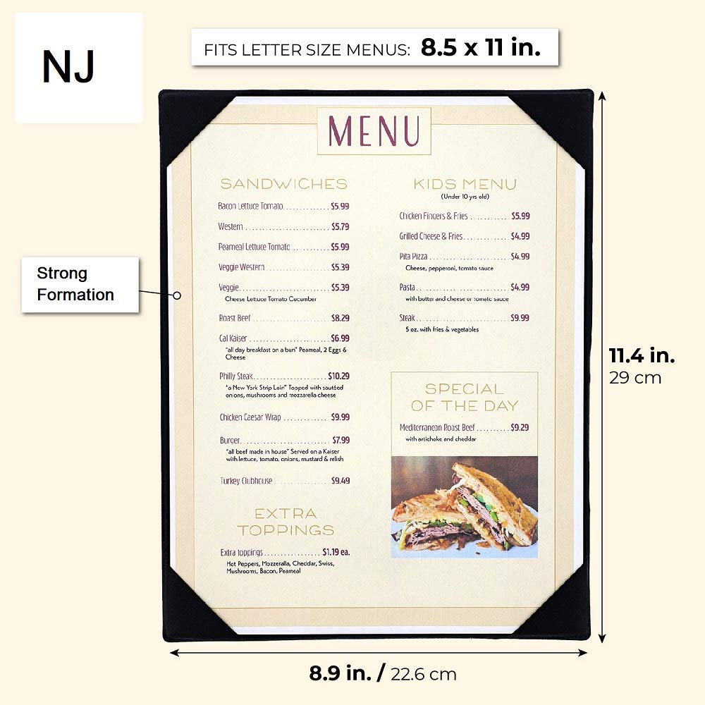 Rudra Exports Single Black Restaurant Menu Cover Holder, Single View Menu Holder, for Restaurant, Bar, Lounge, Drinks, Wine List : 1 Pc.