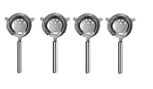Rudra Exports Durable Mirror Polished Stainless Steel Wine Cocktail Strainers Bartender Tools Ice Colander Filter Bar Strainer Set of 4