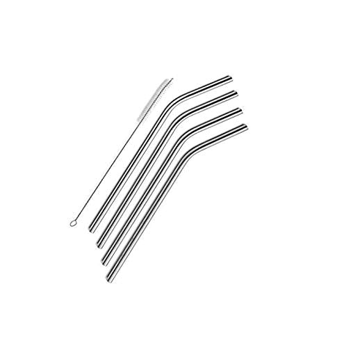 Rudra Exports Drinking Straws Bended Angled Stainless Steel Straws Shakes or Thick Drinks Reusable Straws BPA Free 8.5 inch Long and 8 mm Wide 4 Pcs Set