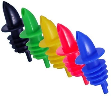 Rudra Exports Free Flow Liquor Bottle Pourer, Plastic Pourer Mixed Colors for Bar, Hotel, Restaurant and Home use - 12 Pcs Pack