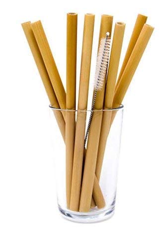 Rudra Exports Neer Reusable Bamboo Straw, reusable straws+ cleaning brush, 20 cm tall, kid friendly, non-toxic, biodegradable, durable, enjoy guilt free (Pack of 6)