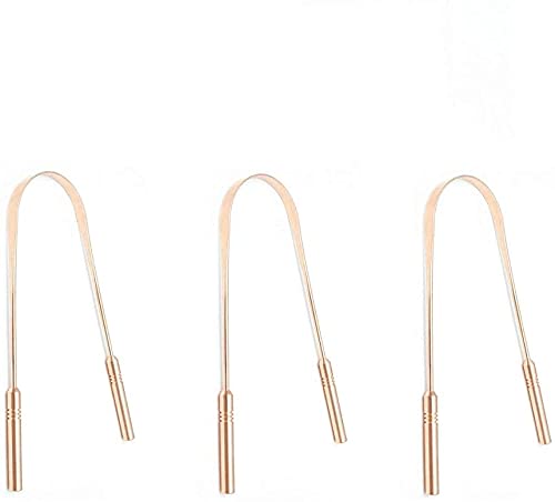 Rudra Exports Pure Copper Yoga Tongue Scraper, Tongue Cleaner for Bad Breath Plaque Removal Antibacterial Daily Oral Hygiene Tongue Cleaner: 3 Pcs