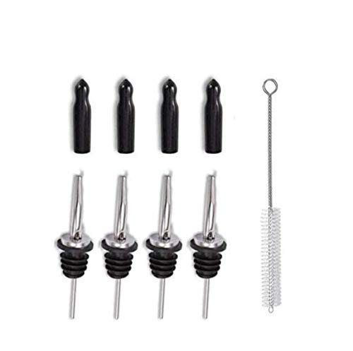 Rudra Exports Liquor Metal Pourers Classic Free Flow Bartender Bottle Pourer with Tapered Spout - set of 4 Pcs