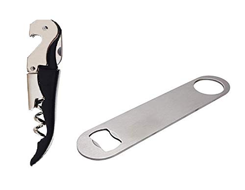 Rudra Exports Bottle Opener Black Corkscrew Upgraded Heavy Duty Wine Opener with Foil Cutter Bartenders Corkscrew for Wine and Beer: 2 Pc.