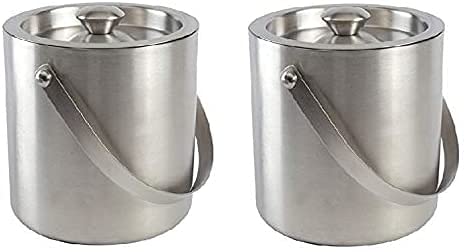 Rudra Exports Double Wall ice Bucket - 1 Litre (Set of 2)