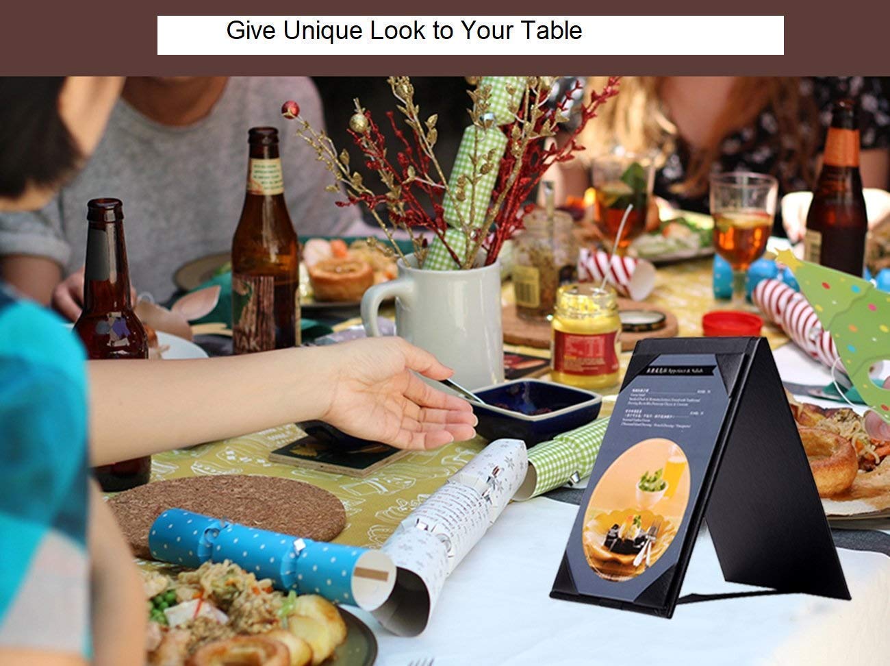 Rudra Exports Leather Single Black Restaurant View Menu Holder,Menu Sign Display Stand for cafes Bars or Restaurant Presenter, Menu Holder Menu Covers for Specials or Drinks Bar Lounge, Wine List 3 pc