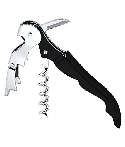 Rudra Exports Set of 5 Pieces Bar Tools, Muddler Stick, Ice Tong, Peg Measuring Jig, Wine Opener, Whiskey Pourer, (Stainless Steel, Silver)