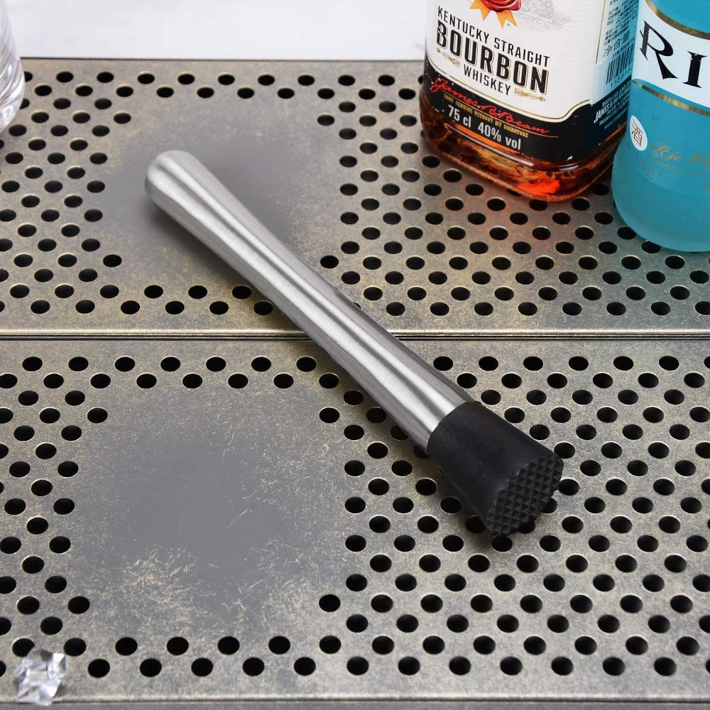 Rudra Exports Premium Cocktail Shaker with Stainless Steel Cobbler Shaker, Mixing Spoon, Muddler, 4 Pourers and Double Measuring Jigger : 8 Pcs